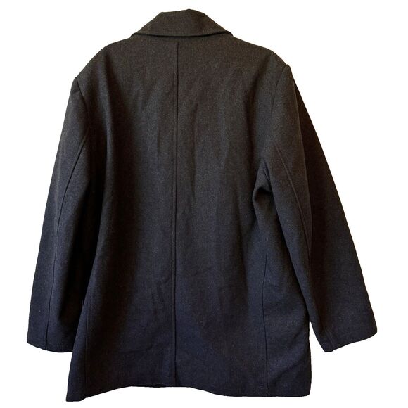 Tahari Coat Women's Size XL Wool Blend Pea Coat Lined Pockets Dark‎ Gray Black - Picture 2 of 14